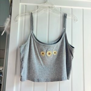 Hollister Must Have Light Gray Sunflower Baby Cami TankTop
